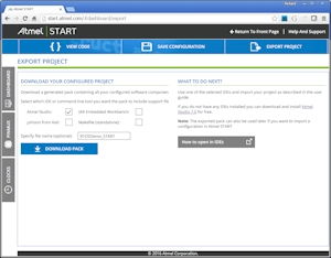 Exporting the Atmel START project