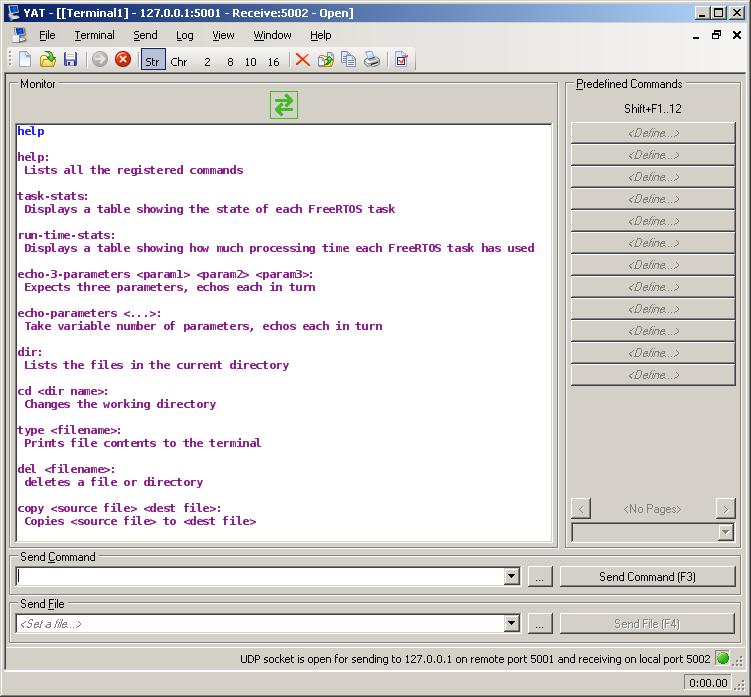 Viewing the file system file related RTOS commands