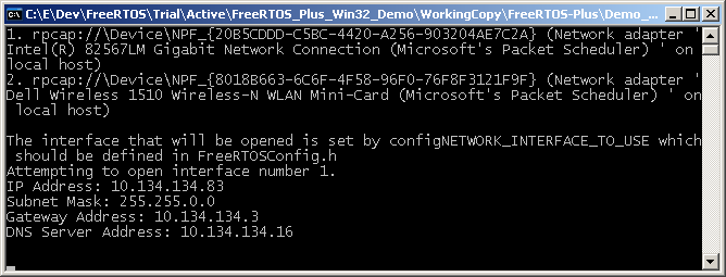 Available Ethernet interfaces and IP address configuration