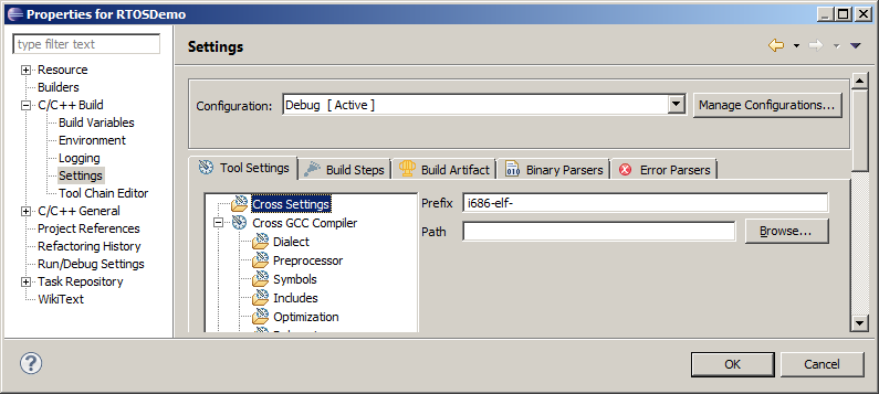 Setting the path to the compiler that builds the Intel Quark RTOS demo